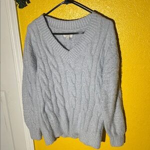 Lucky Brand Light Gray V-Neck Sweater